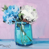 Jose Trujillo Art PRINT 16x16 Collectible Artist Painting Hydrangea Flowers Jar Hydrangea