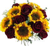 24PCS Fake Rustic Combination Flowers Artificial Fall Decor Long Single Stem ... Sunflower