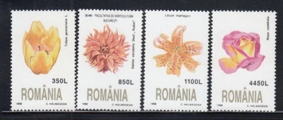 ROMANIA Tulip, Dahlia, Lily & Rose FLOWERS MNH set Lily