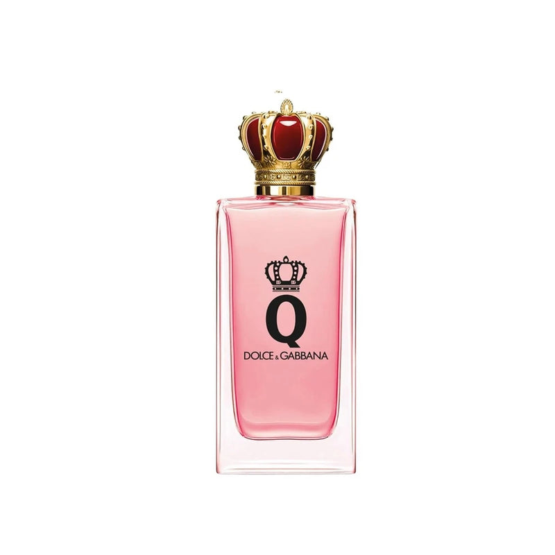 Dolce&Gabbana Q women’s Eau de Parfum spray bottle, pink glass with gold crown cap