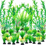 Artificial Green Plastic Plants 26 PCS for Fish Tank Decorations Fish Tank Decor Green Plant