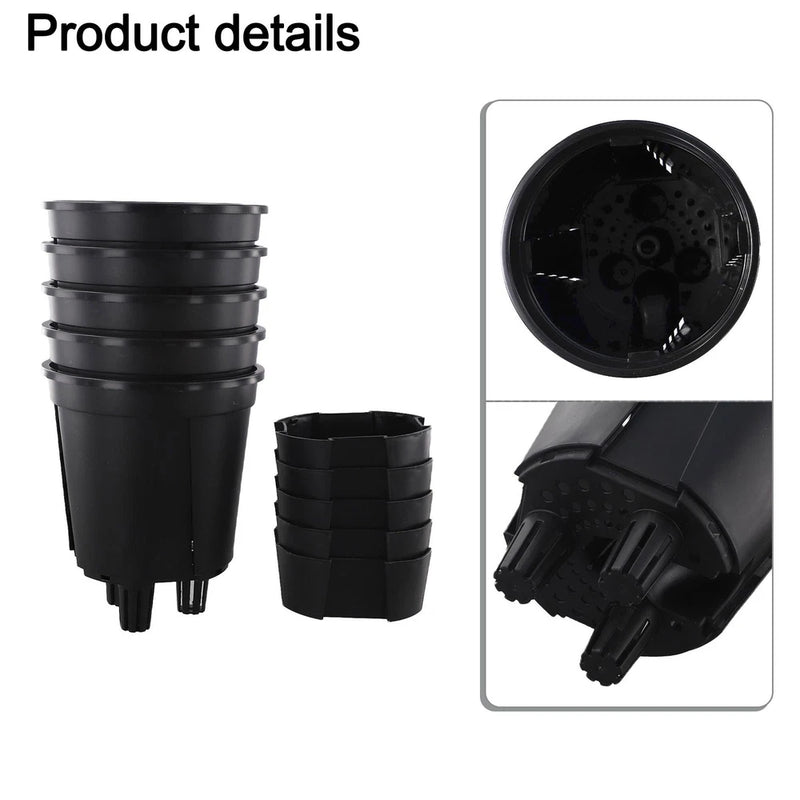 Black Orchid Pots Set of 5 for For indoor Outdoor Gardening with Drainage Garden Plants