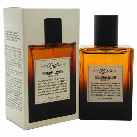 Kiehl's Original Musk Blend No.1 EDT spray bottle with box, amber bottle and black cap