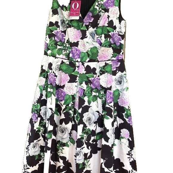 Talbots Oprah Magazine Floral Hydrangea Fit & Flare Faux Wrap Twirl Dress Size 4 Hydrangea