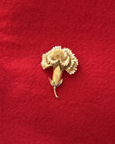 Vintage Crown Trifari 3D Brushed Gold Tone Carnation Flower Brooch Signed EUC Carnation