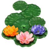 10Pcs Artificial Floating Lotus Flower with Water Lily Pad for Pond Pool Decor Lily