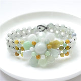 Myanmar Jadeite A-grade Colorful Jade Bead Woven Sunflower Bracelet Sunflower