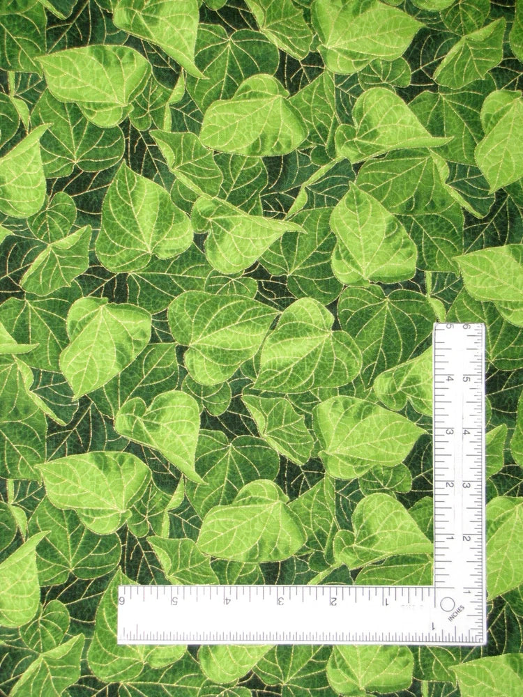 Green Leaves Fabric By Yard Leaf Gold Accents Cotton Timeless Treasures CM4973 Flowering Plants
