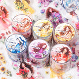 Flowers Girls PET Adhesive Tape Journal Diary Card Collage Scrapbooking Stickers Hydrangea
