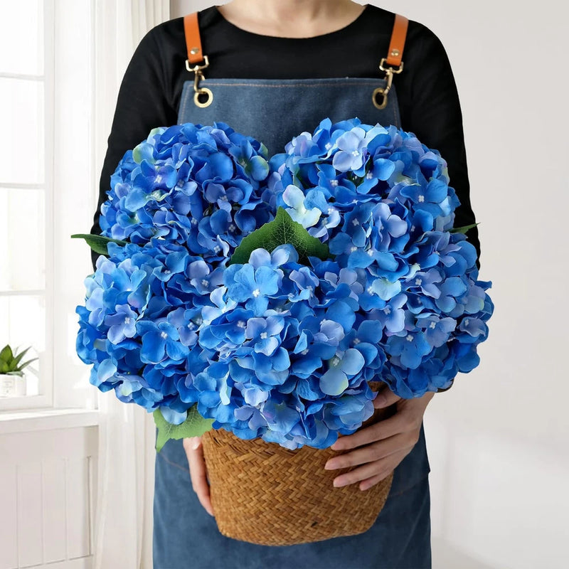 Royal Blue Fake Hydrangea Artificial Flowers, 5Pcs 20Inch Large Lifelike Silk... Hydrangea