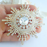 Luxury 3.15" Wedding Bridal Clear Austrian Crystal Sunflower Brooch Pin 06014C3 Sunflower