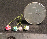 4 Half Open Carnations White Pink Blue Flower Garden Bouquet 1:12 Mini #1567 Carnation