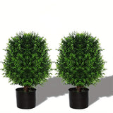 Artificial Cedar Tree Potted Plant - 2pcs Simulated Shrub Plants with Heavy D... Green Plant