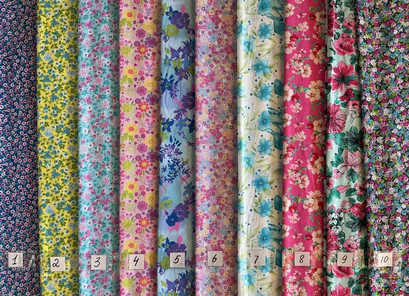 Floral Print Cotton Blend Fabric 56"- 60" Wide By The YARD Flowering Plants