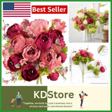 Artificial Silk Peonies & Hydrangeas for Wedding & Home Decor 2 Bouquets Peony