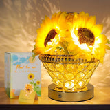 Gifts for , Gift Basket for Mom Sunflower Cordless Table Lamp,3 Color Crystal... Sunflower