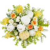 8Pcs Yellow Roses White Flowers Artificial Silk Hydrangea Bouquets Faux Flora... Hydrangea