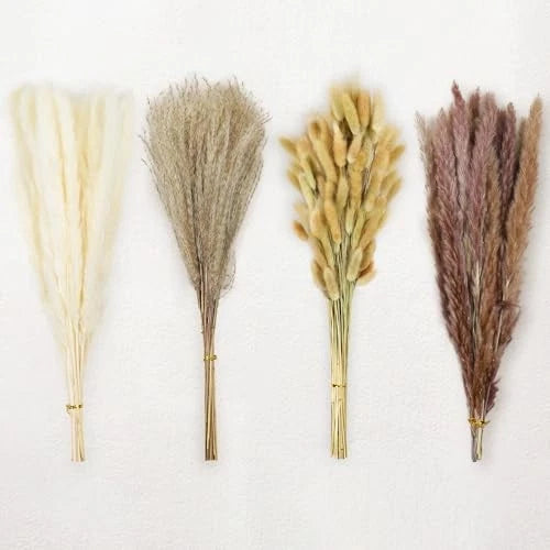 Le courant 17" 100Pcs Dried Pampas Grass Decor, Naturally Small Boho Pampas Pampas Grass