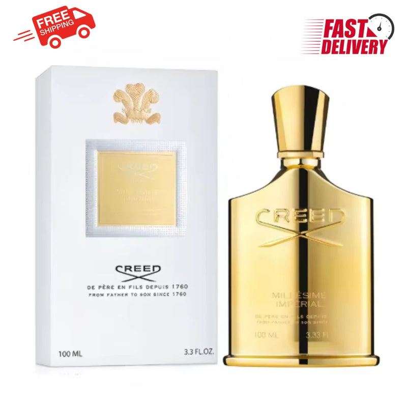Creed Millesime Imperial 100ml eau de parfum bottle with gold cap and matching box