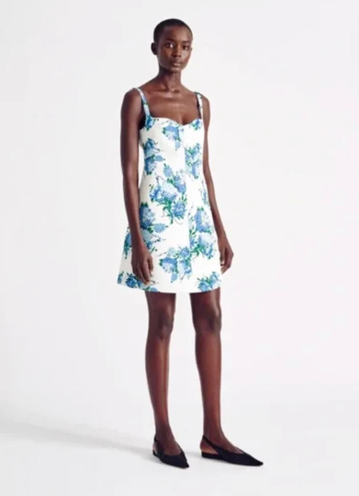 Emilia Wickstead Theoni Dress Blue Hydrangea UK 12 - Altered to fit size US 4 Hydrangea