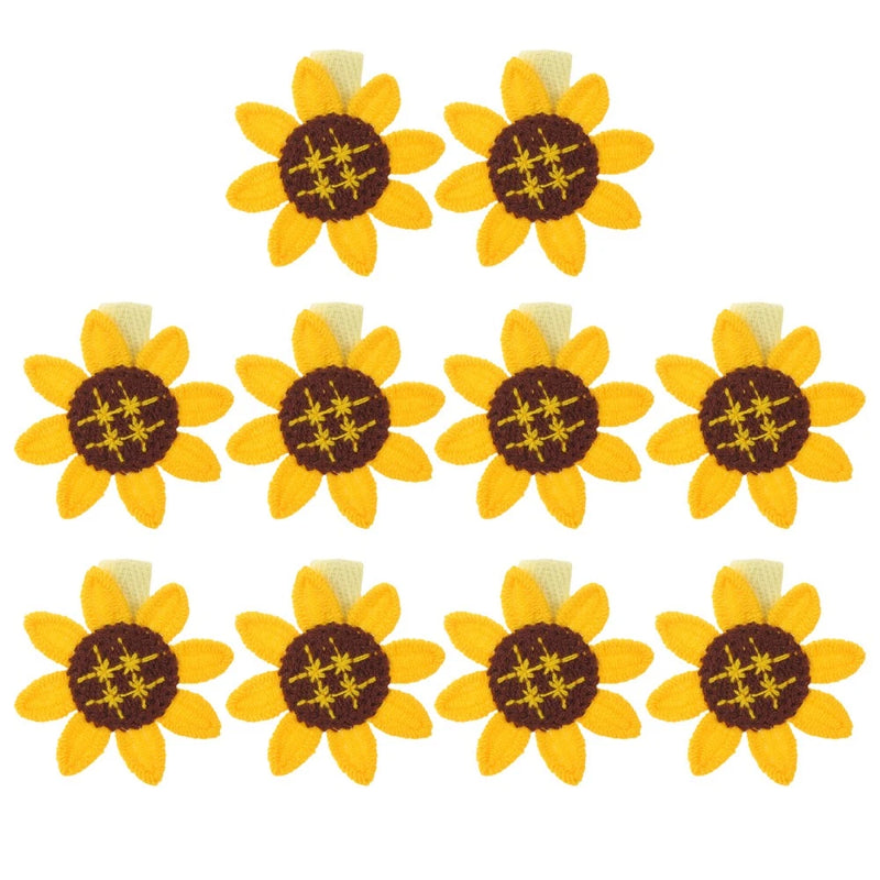 10 Pcs Sunflower Clip Cute Hair Accessories Crochet Floral Hairpins Sunflower