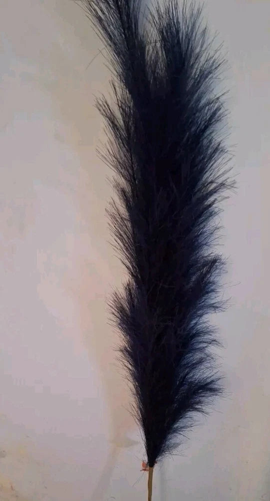 Navy Blue Faux Pampas Grass Large Fluffy 27.6Inch Tall,  Artificial Fake Pampas Grass