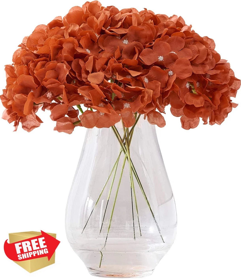 KISLOHUM Rust Orange Hydrangea Flower Heads 10pcs Wedding DIY Decor Hydrangea