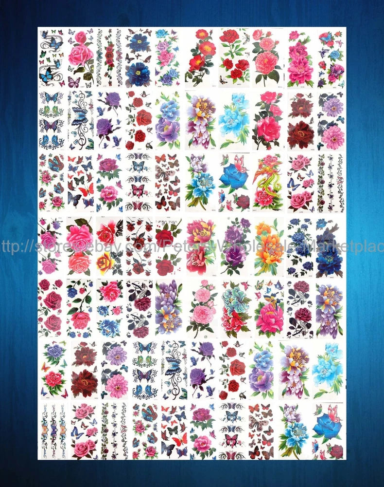 30 sheets large flower rose peony temporary tattoo fake realistic Peony