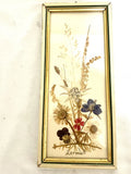 Oshibana Dried Flower Art Framed w/Glass Painted Gold Trim Zermatt Switzerland Dried Flower
