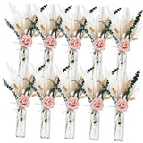 10 Set Dried Pampas Grass Centerpiece for Wedding 10 Clear Glass Jars 10 Pink Pampas Grass