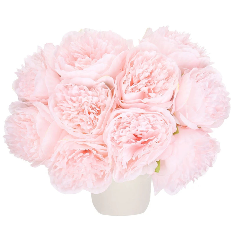 Artificial Flower Heads, Silk Peony Hydrangea Light Pink Faux Flowers 10Pcs Hydrangea
