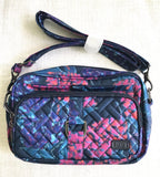 New LUG Carousel Travel Purse Crossbody Belt-bag Convertible Hydrangea-Navy NWT Hydrangea