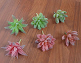 Artificial Flocking Grass Mini Succulents Plants (3 shape 2 colors) Set of 6 Green Plant