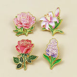 4X Cute Floral Brooch Peony Rose Hyacinth Lily Flower Lapel Pin Women Girl Gift Lily