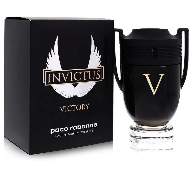 Invictus Victory men's Eau de Parfum Intense bottle with black box, gold V