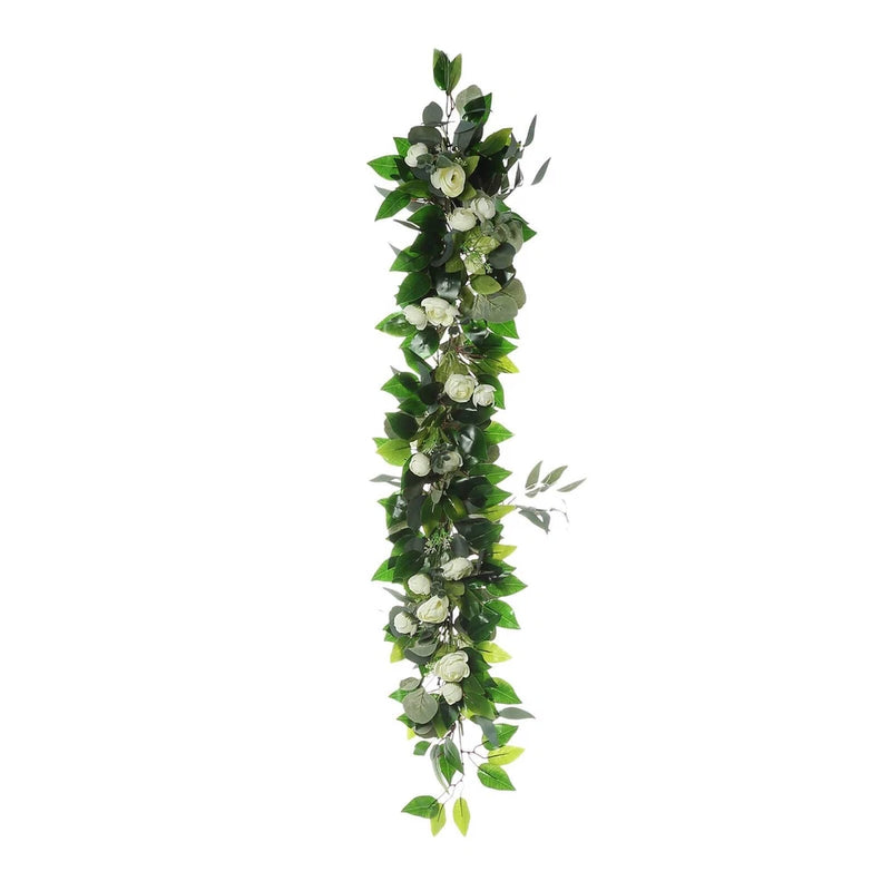 4 ft long Green Artificial Eucalyptus Willow Foliage Garlands Ranunculus Party Ranunculus