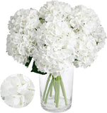8PCS White Hydrangea Artificial Flowers for Outdoors and Indoor, Silk Faux Hydra Hydrangea