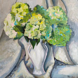 acrylic original painting on canvas with a still life with bouquet of hydrangeas Hydrangea