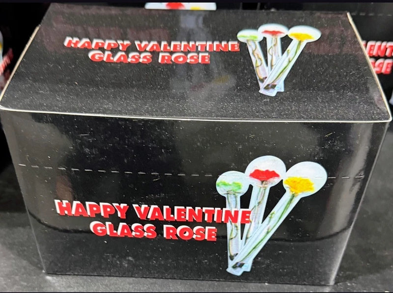Bulb-shaped glass rose gift set, 10 pcs, shown in Valentine gift box packaging