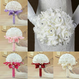 Wedding Bouquet Flowers White Holding Artificial Ribbon Bride Rhinestones Bridal Bouquet