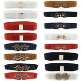 Women Ladies Skinny Metal Flower Buckle  Faux Leather Waist Belt Dress Waistband Sunflower