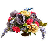 Free Shipping All Season Floral Arrangement Purple Ivory Peony Pink Rose  22x16 Peony