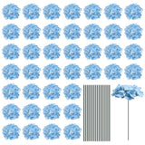 Silk Artificial Hydrangea Flowers, Light Blue Flowers Heads with Stems 30 Set Hydrangea