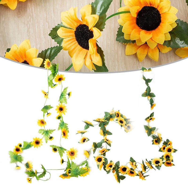 Flexible Yellow Sunflower Garland for Wedding and Event Decoration 2 4 Meters Sunflower