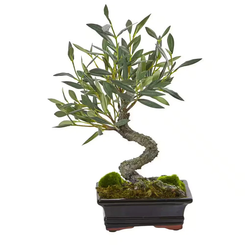 Mini Indoor Olive Artificial Bonsai Tree Green Plant