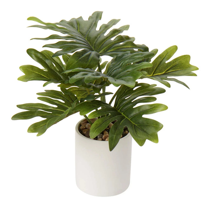 Artificial Monstera Plant 13" Small Fake Plant in Ceramic Pot Potted Faux Pla... Green Plant