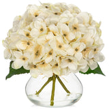 Fall Hydrangea Artificial Flowers for Decoration with Glass Vase White Silk F... Hydrangea