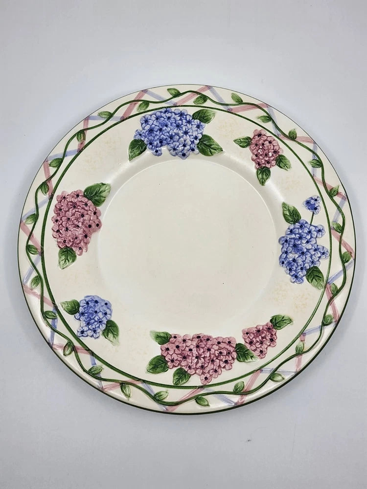 YANKEE CANDLE Floral Hydrangea ceramic large Jar Plate Embossed Hydrangea