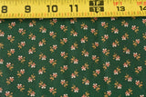 By 1/2 Yd, Vintage, Pink Calico on Dark-Green Cotton, WITH FLAW!, Cranston, V945 Flowering Plants