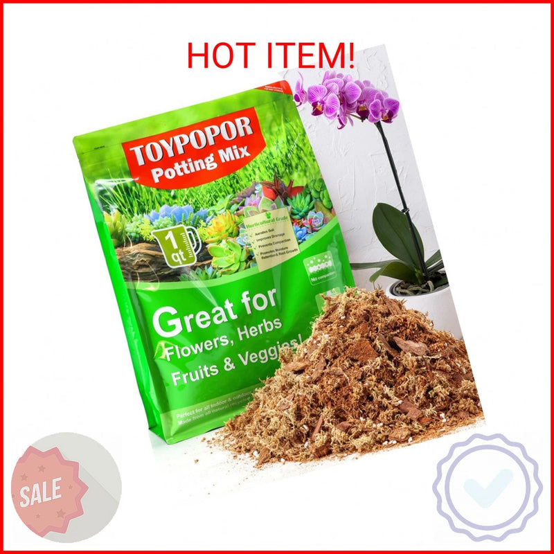 TOYPOPOR Orchid Potting Mix for Repotting with Moss Pine Bark Mulch Perlite Ston Orchids